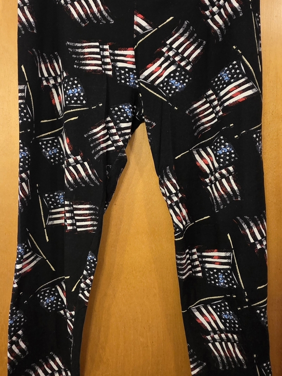 LuLaRoe Pants - LuLaRoe Patriotic (American Flag) Black Leggings (Tall And Curvy)